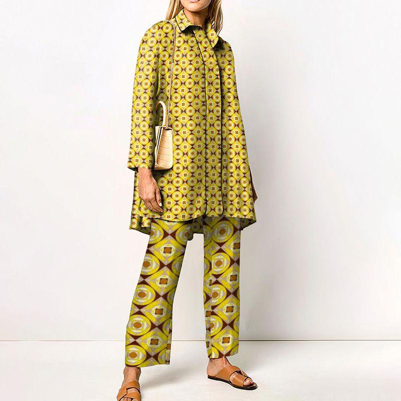 Autumn Creative Print Two-Piece Set Fall Fashion Print Casual Long-Sleeve Suit
