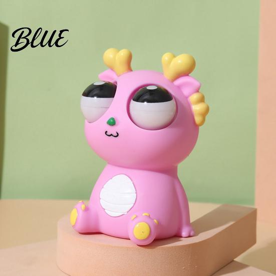 Dragon Stress Reliever Popping Eye Squeeze Toy Anxiety Relief Sitting Cartoon Child-friendly Pinch Sensory Soft Ball Animal Fidget