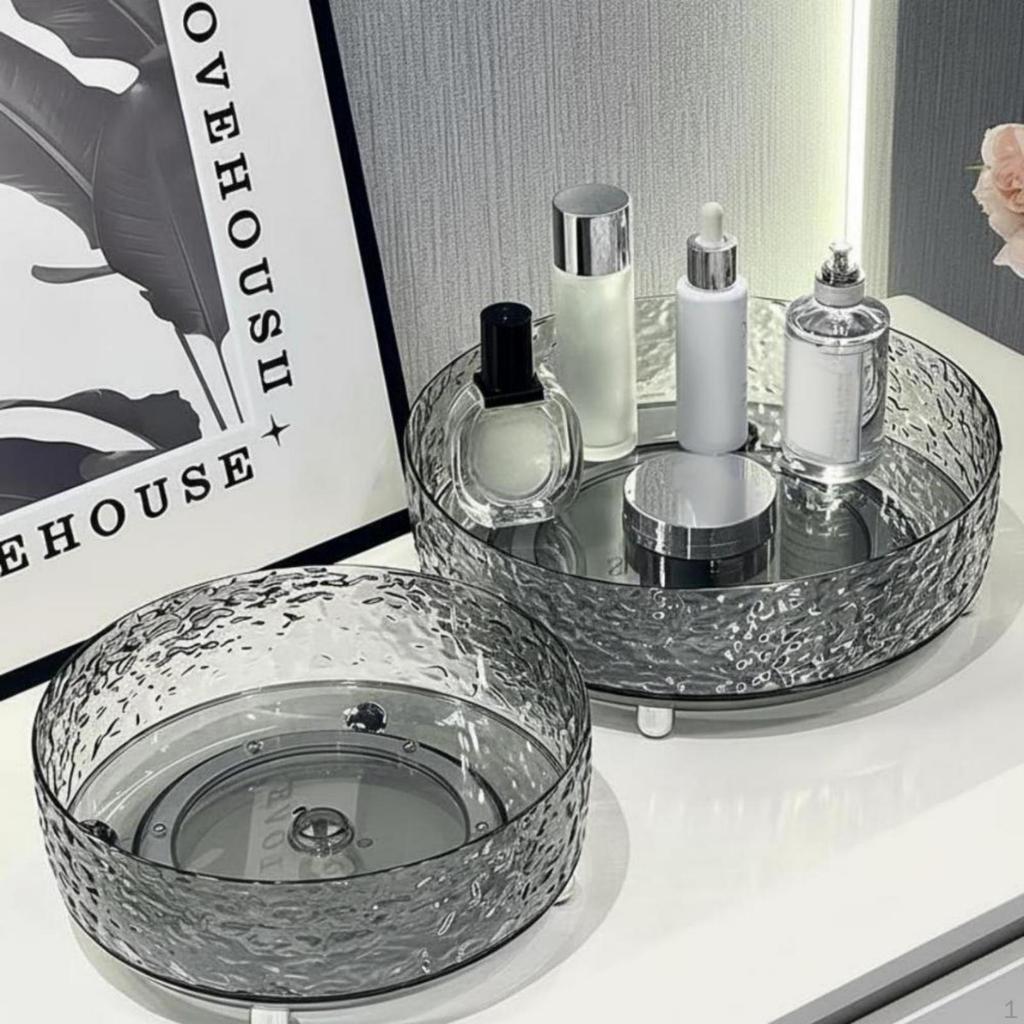 Bathroom Vanity, Large Capacity Acrylic Makeup Organizer, 360Degree Rotating Storage, Clear Cosmetic