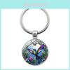 Colorful Hummingbird Gemstone Keychain Pendant Stylish Metal Keyring Creative Gift