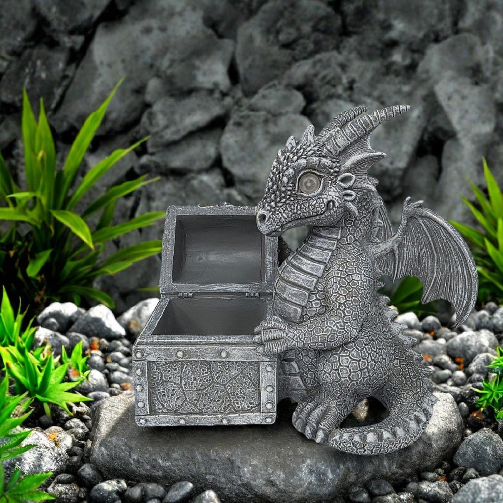 Solar Powered Moon Lamp, Outdoor Garden Decoration,Resin Dragon Sculpture Ornament Craft Ornament Art