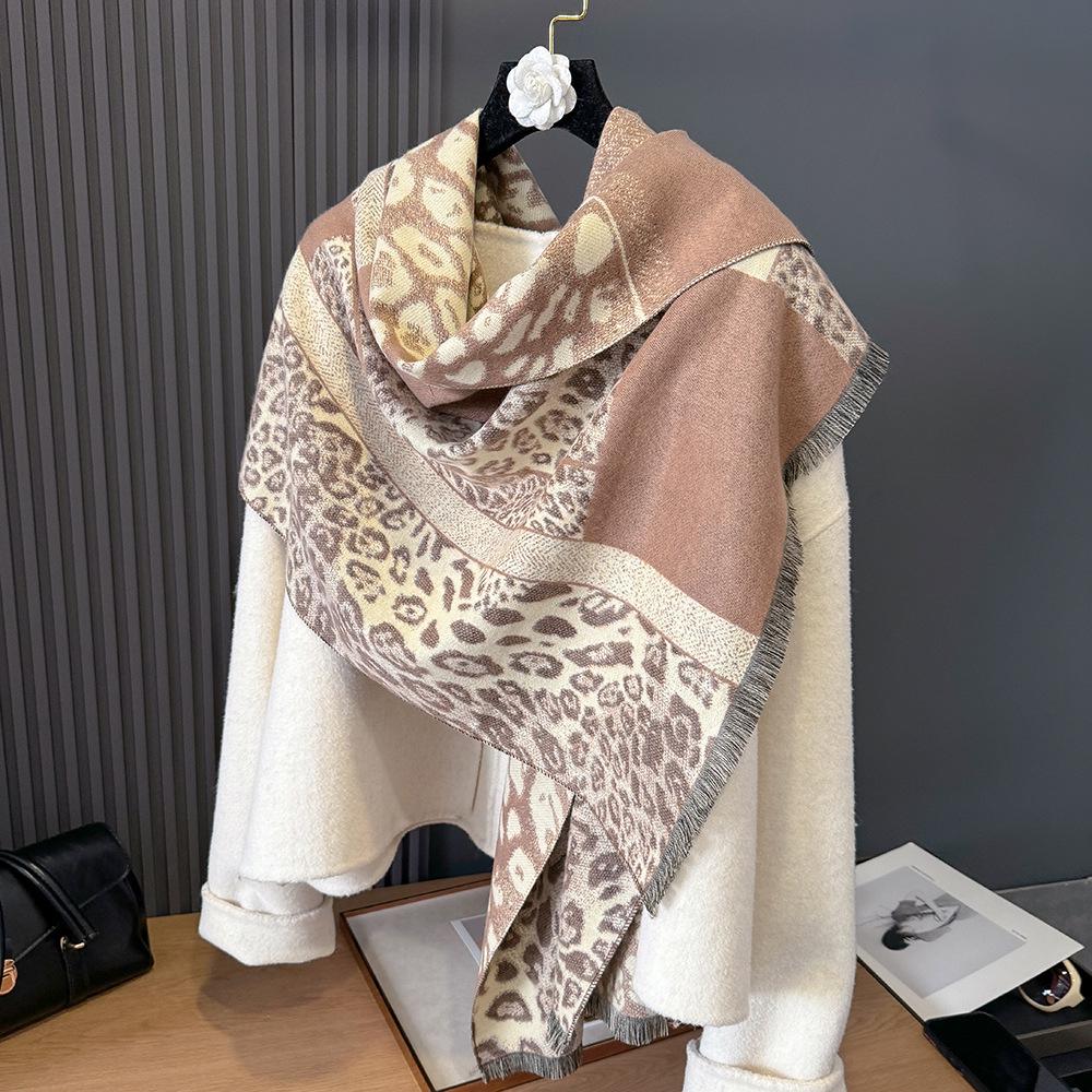 Luxury Butterfly Print Faux Cashmere Scarf: Warm, Stylish Color-Block Shawl for Women, Perfect Winter Neck Warmer