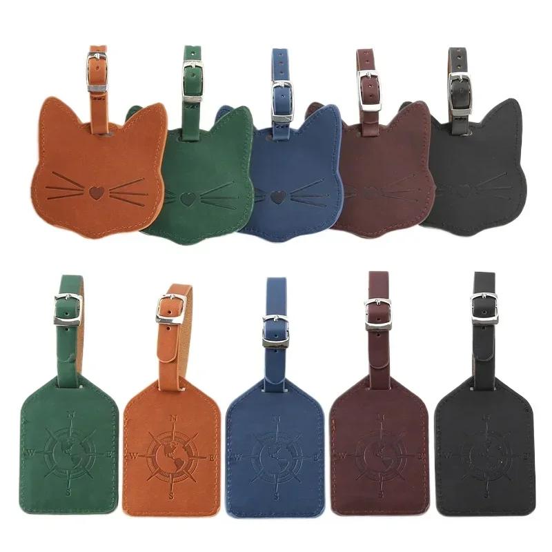 PU Leather Luggage Tag Suitcase Label ID Address Holder Travel Accessories Portable Name Tag