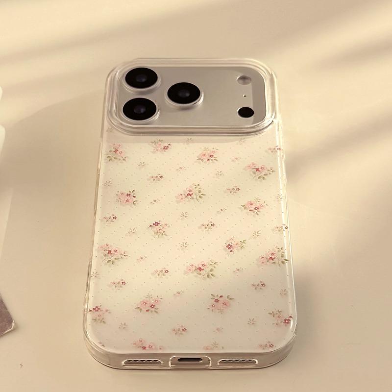Pink Flower Pattern Phone Case For iPhone 17 Pro Max 16 15 14 13 12 11 Pro Plus 16e 17e Air X XR XS Max 7 8 Plus Soft Back Cover