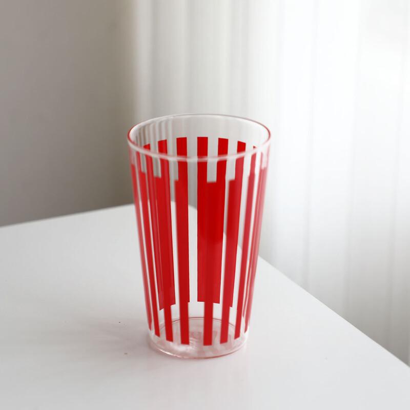 

OLOEY Striped Glass Tumbler with Glass Straw