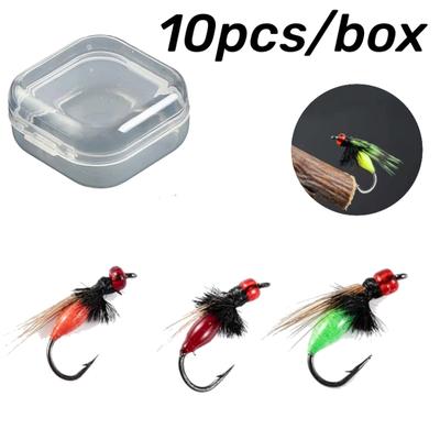 10 Uds. Moscas de Pesca de Colores Anzuelos Moscas Señuelos de Pesca Insectos Voladores Usados para Pesca Mosquitos y Moscas Artificiales Cebo de Pesca