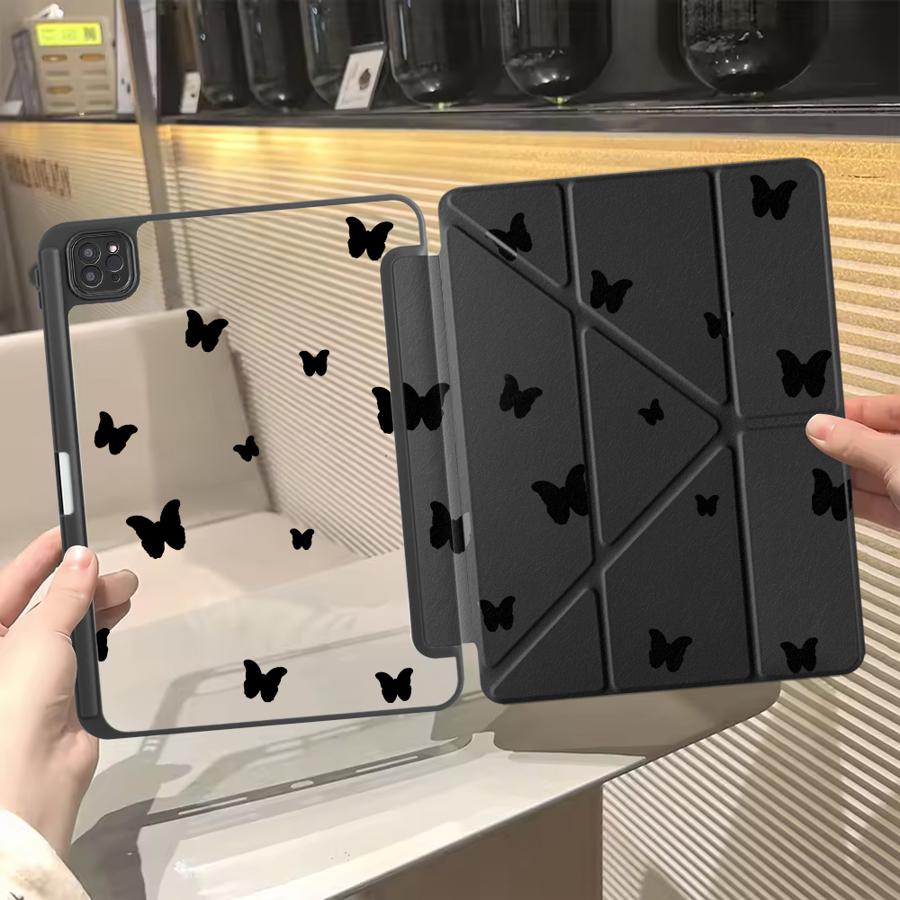 Cartoon Butterfly Flower Holder Cover Tablet Case For iPad Mini 6 7 Pro 2025 Air 4 5 M3 M2 1 2 M4 11inch Pro 11th 10th 9th 8th