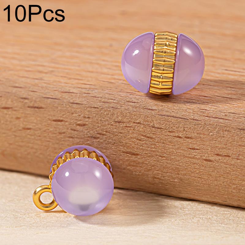 10Pcs Alloy National Style Auxiliary Materials Fashion Colorful Buttons Chinese Style Ellipse Resin Bead