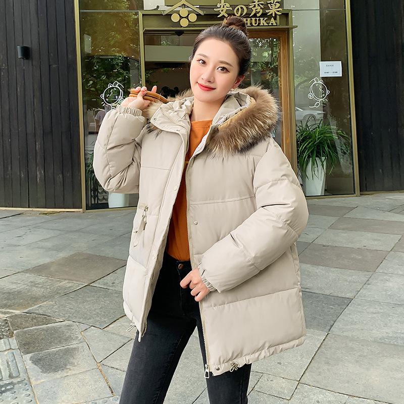 

Куртка с хлопковой подкладкой женская зимняя меховая куртка с капюшоном короткая женская свободная теплая повседневная зимняя куртка женская XXL белый