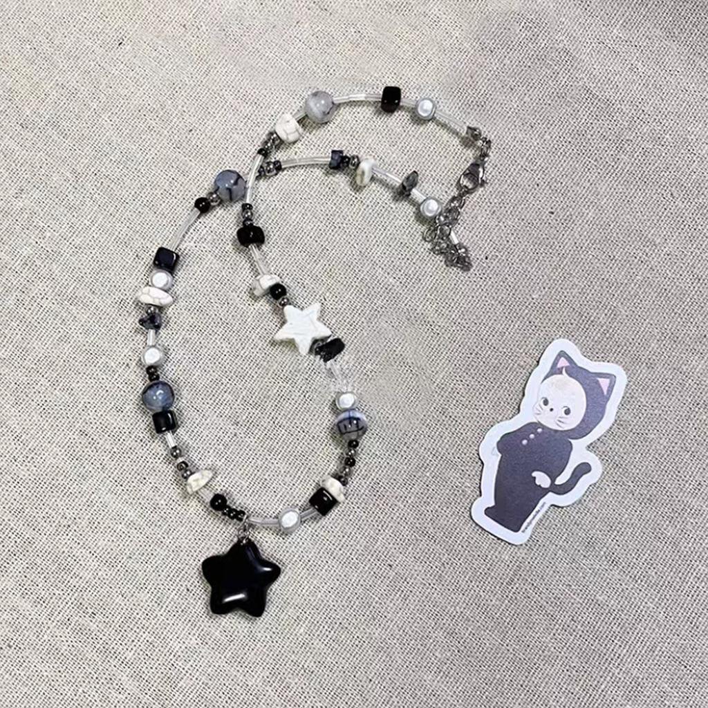 Y2K Choker Fashion Jewelry Star Pendant Beaded Necklace Resin Neck Jewelry Exquisite Accessory for Party Daily Wear