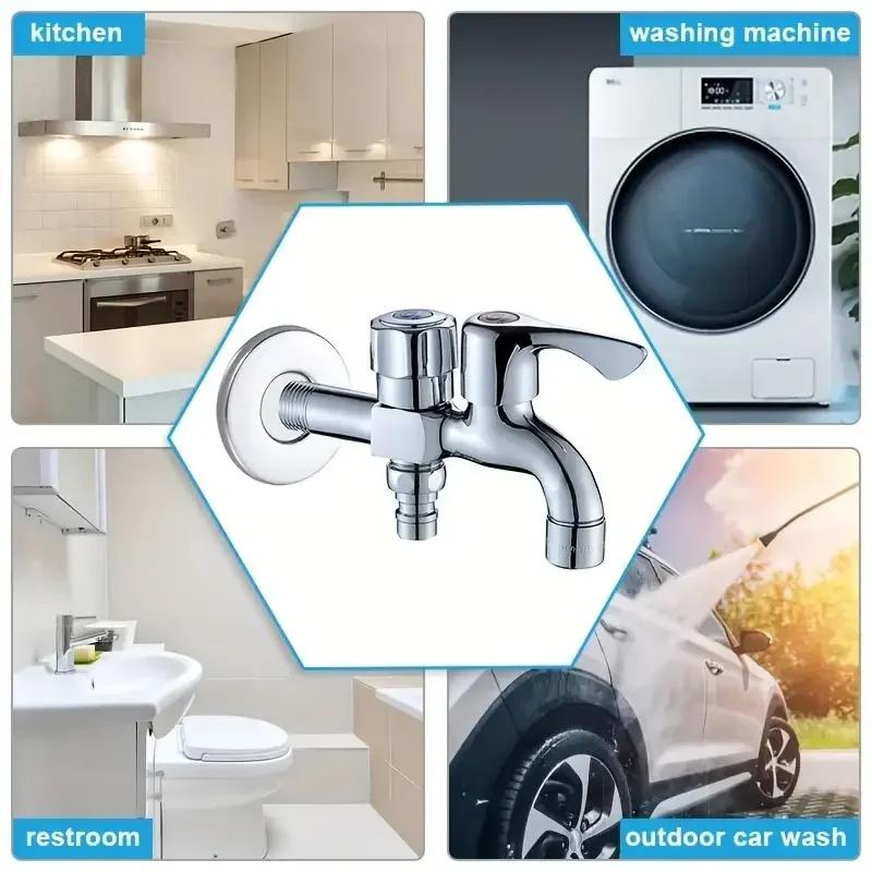Double Outlet Dual Control Water Tap Multi-Function Double-Outlet Washing Machine Faucet Bidet Faucets Bathroom Accessories