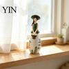 Decorative Vase for Dried Flowers Nordic Style Resin Girl Figurine with Flower Basket, Creative Desktop Ornament Soft Furnishings Home Decor,