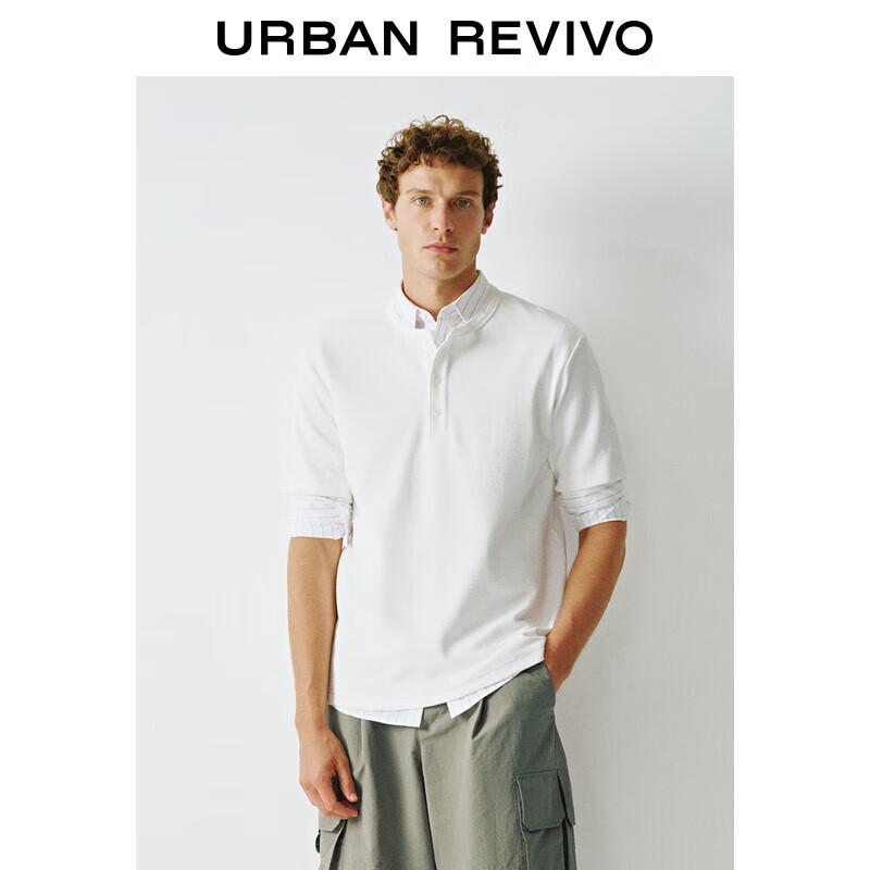 UR Men s 2025 Spring Casual Button-Neck Short Sleeve T-Shirt S