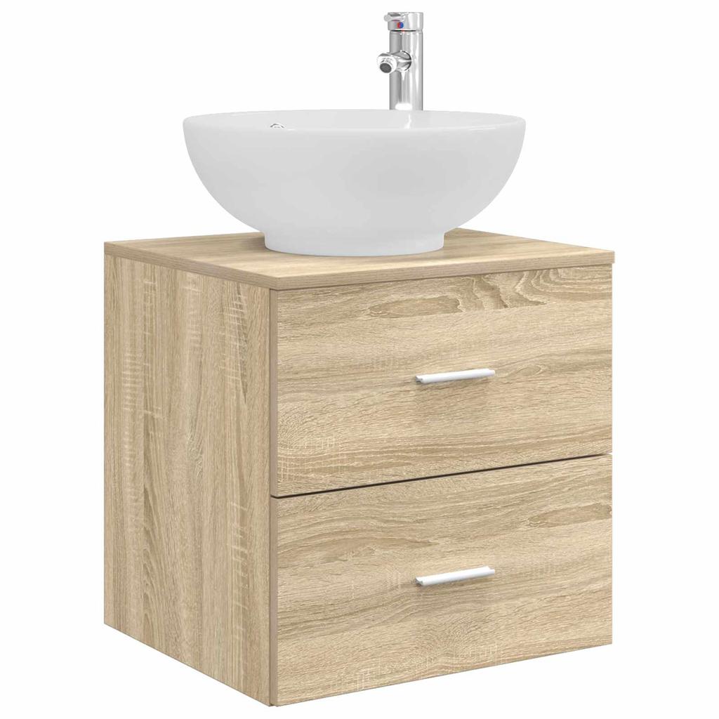 Bathroom Furniture Set 3 pcs Sonoma Oak 129 x 44.5 x 80 cm
