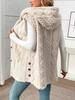 Popular Style Solid Color Plush Hooded Button Cardigan - Women's Autumn/Winter Casual Vest