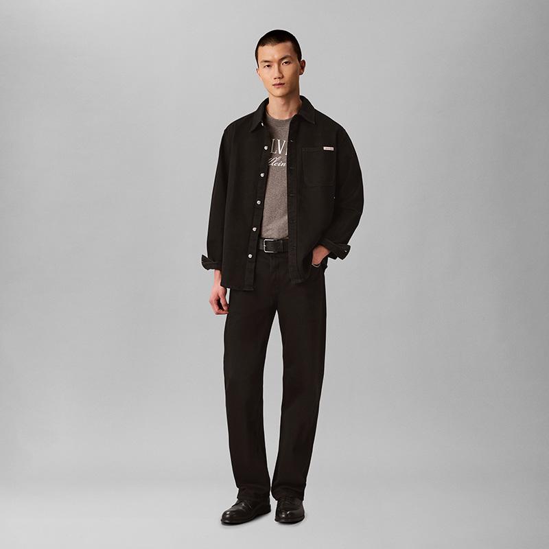 Calvin Klein Jeans American Vintage Practical Pocket Cotton Black Denim Shirt Men shirts 4LF755G