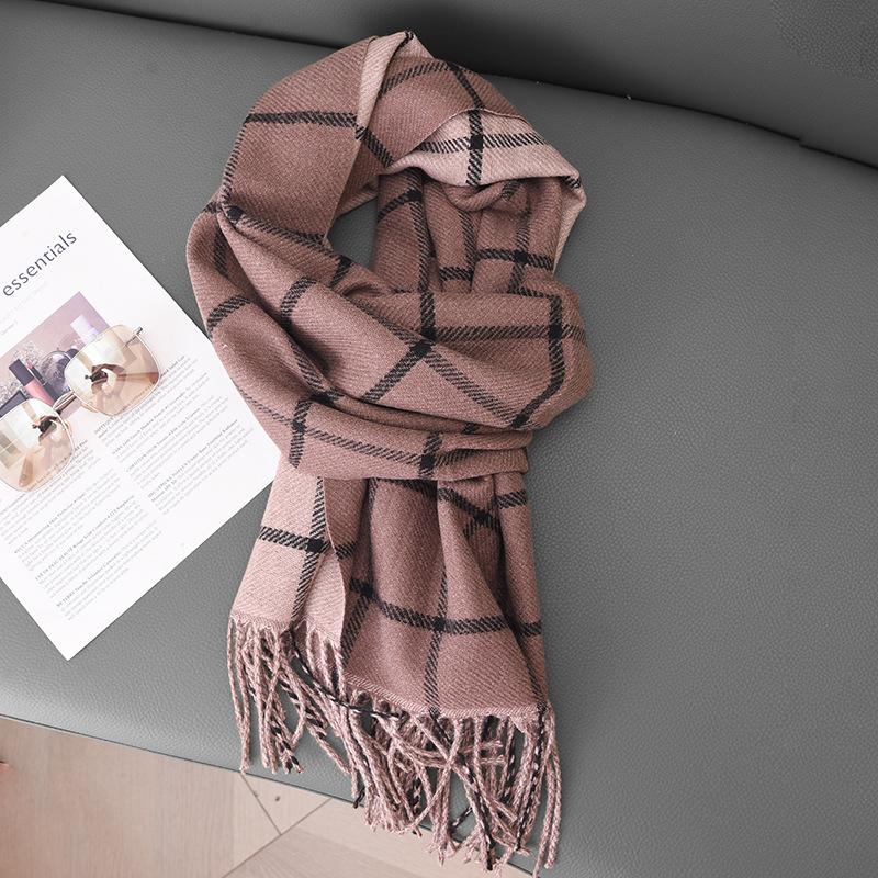 Scarf Women's Autumn and Winter Scarf Student Japanese Thick Trendy Ins Korean Version Versatile Double Sided Line Cute Girl Scarf