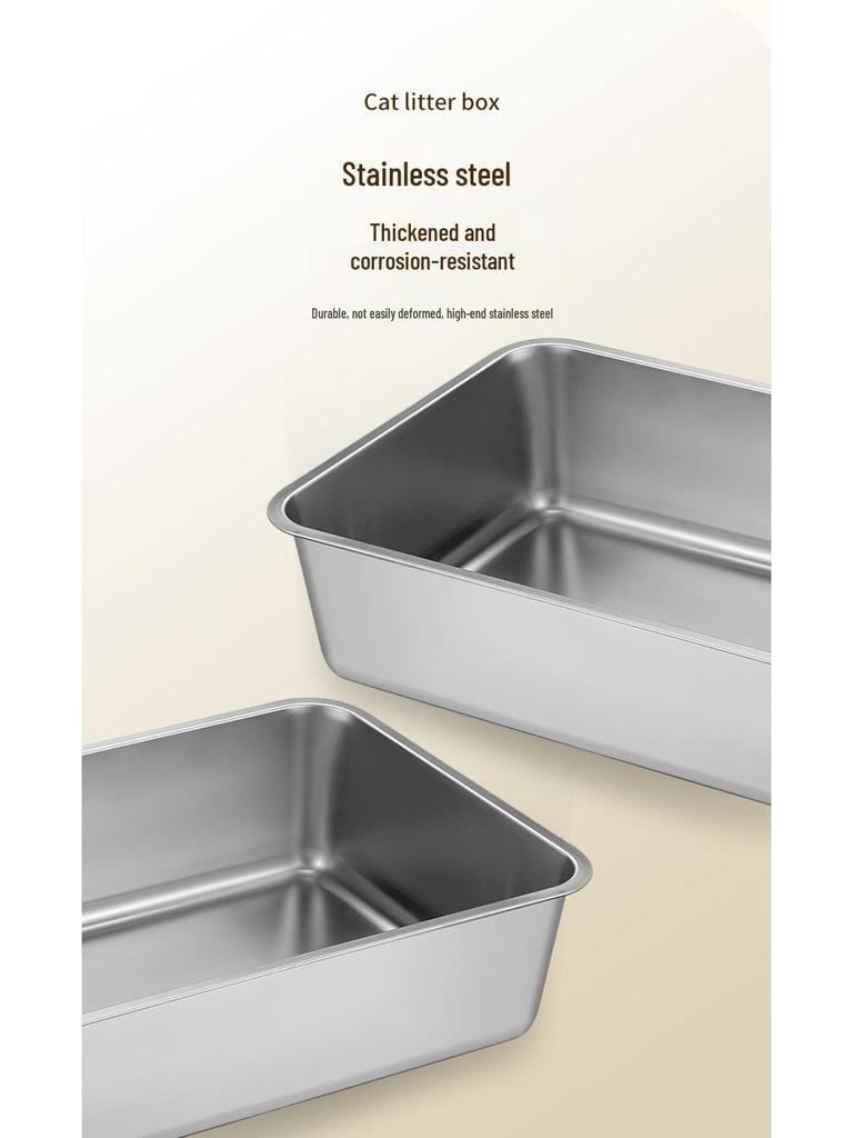 Stainless Steel XL Anti-splash Open Cat Litter Box & Pet Bath Tub