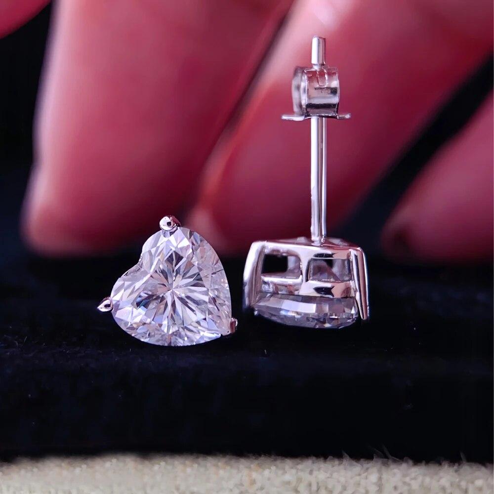 

Серьги-гвоздики с муассанитом цвета D, 1 карат, 6,5*6,5 мм, в форме сердца, стерлинговое серебро S925, элегантные роскошные ювелирные изделия, подарок для женщин 1ct