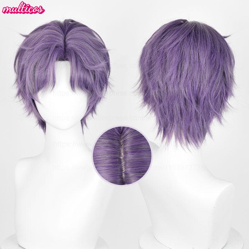Love And Deepspace Rafayel Cosplay Pruik Kort Gemengd Paars Hittebestendig Synthetisch Haar Halloween Feest Anime Pruiken + Pruikkap gray