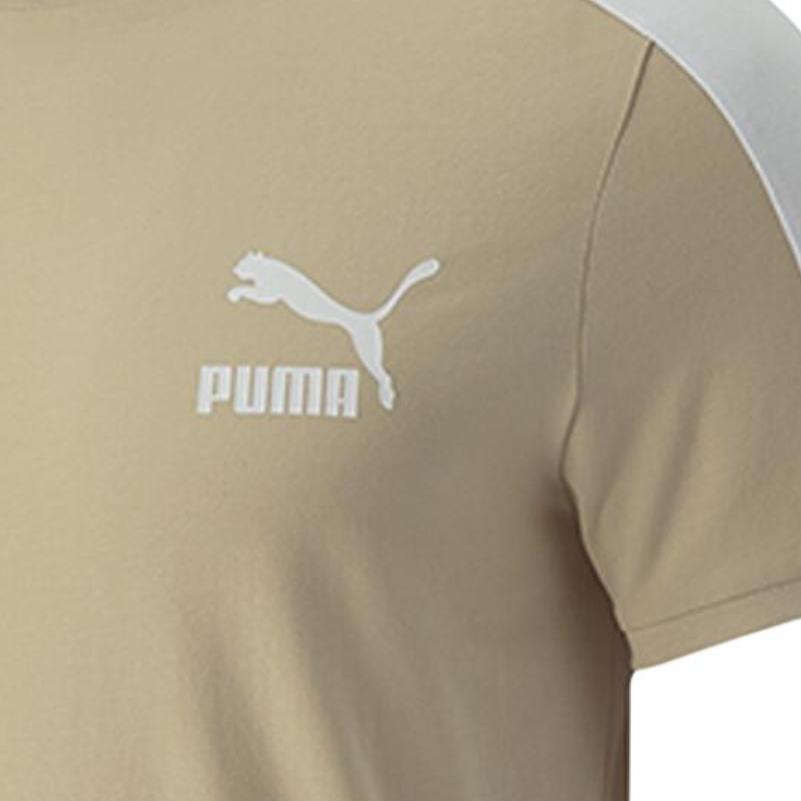 Puma T-shirt à Manches Courtes et Col Rond avec Patch Logo Série Lifestyle Sportif Hauts pour Homme Camel Clair 532291-67