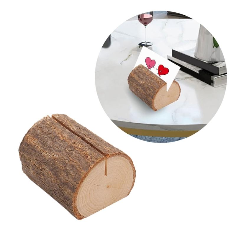 20Pcs Wood Table Number Holders Stand Wood Name Card Holders Wood Name Cards Food Label Memos Photo Holders for Wedding