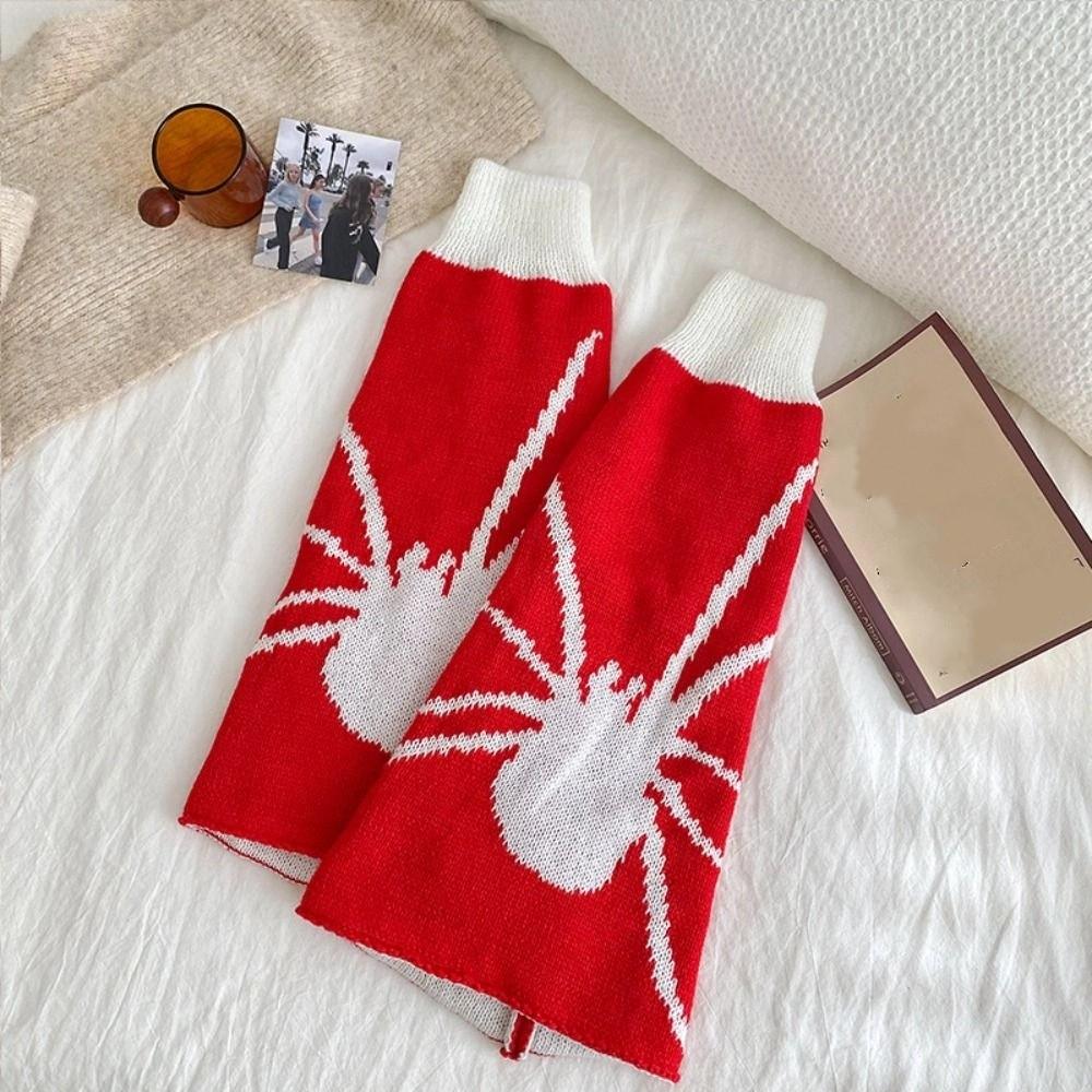 Spider Knitted Leg Warmers Heart Lolita Boots Cover Fashion Knee High Girls Stockings  Student