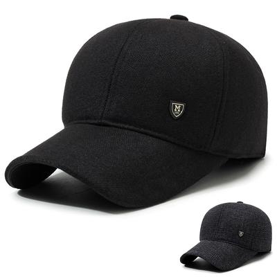 Hat Middle-Aged Men'S Woolen Baseball Cap Thickened Ear Protector Winter Middle-Aged And Elderly Peaked Cap Dad Hat