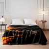 Samurai Warrior with Swords Amidst Flames Flannel blanket for bedroom, living room, sofa, and nap sofas.