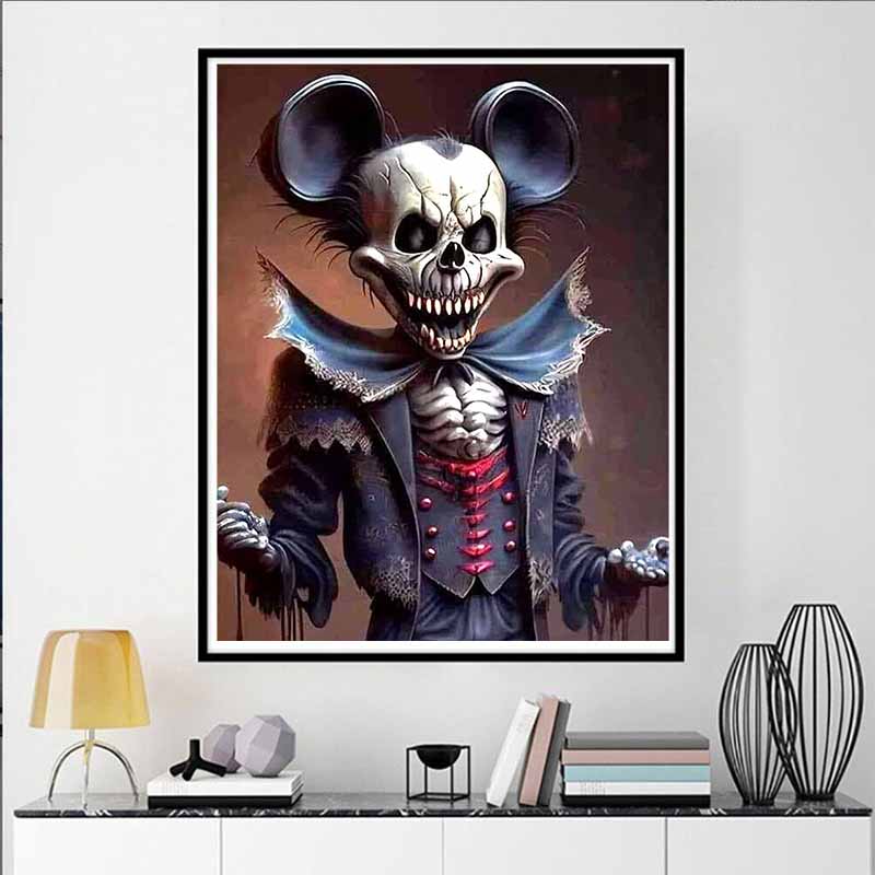 Disney Diamond Painting Dark Skull Mickey Mouse 5D Mosaic Art DIY Cross Stitch Embroidery Set Full Diamond Home Decor Gift