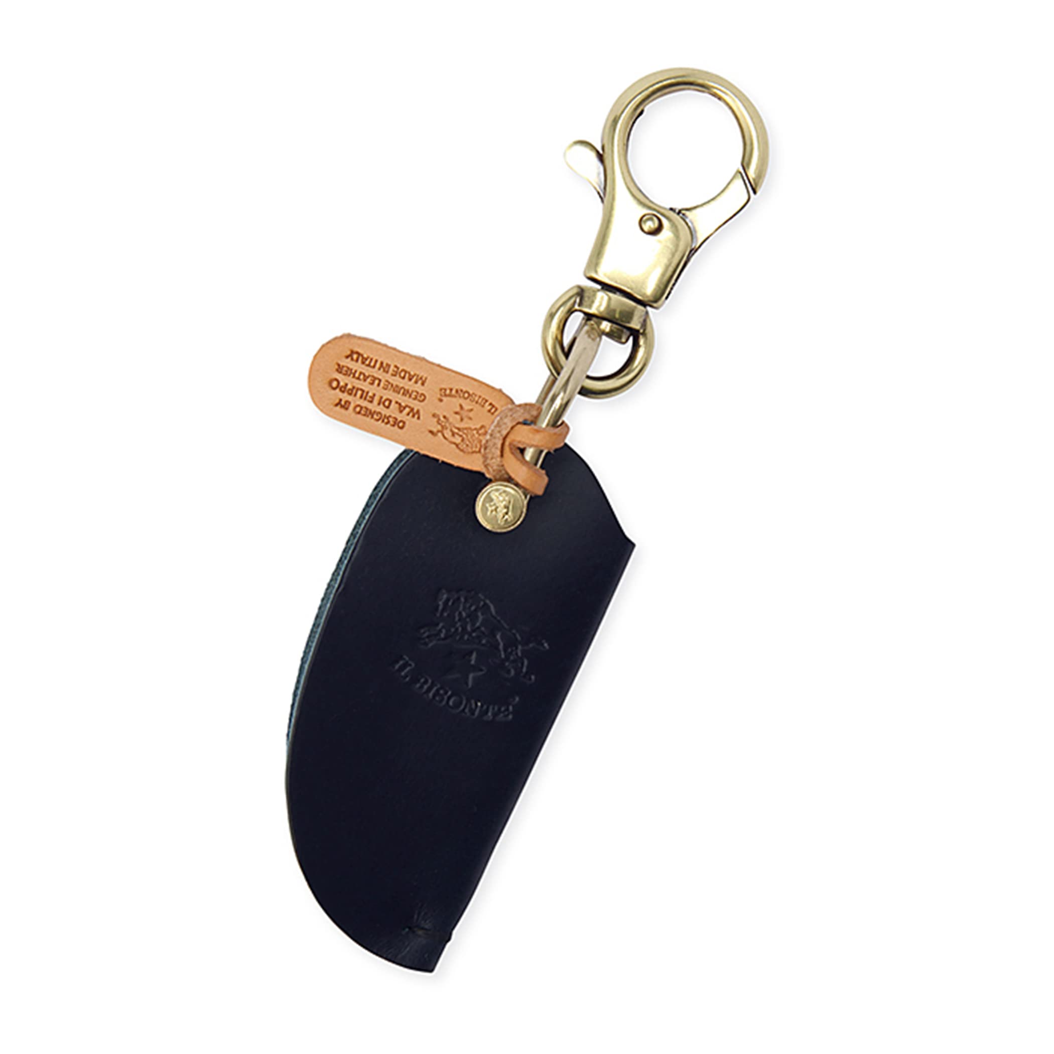 

Брелок для ключей Кожаный брелок из натуральной коровьей кожи Унисекс Темно-синий [IL BISONTE] Женский Мужской