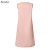 ZANZEA Women Elegant Casual Round Neck Summer Sleeveless Print Dress