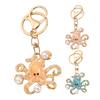 Keychain Pendant Imitation Pearls Rhinestones Inlaid Octopus Shape Key Chain with Lobster Clasp Bag Charm Backpack Accessory