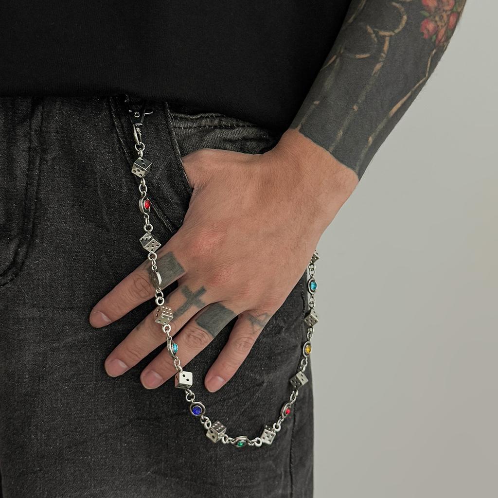 European and American Trousers Chain High-end Hip-hop Niche Jeans Hanging Chain Men's Waist Chain Chain Splicing Pearl Accessories