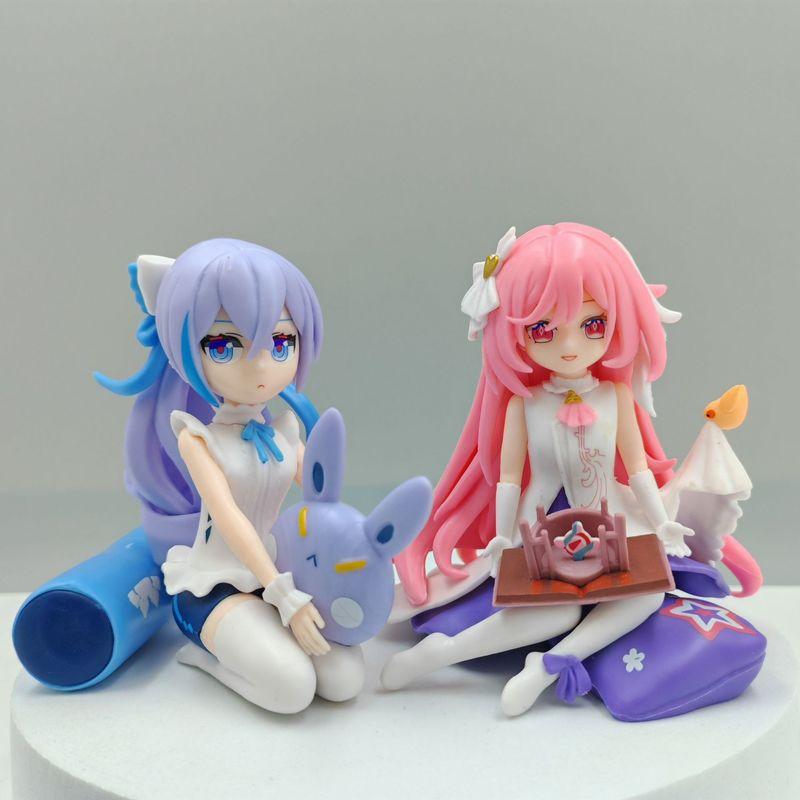 Anime Figure Elysia And Bronya Collectible Pvc Model Car Ornament Computer Case Decor Desk Decoration For Anime Enthusiasts