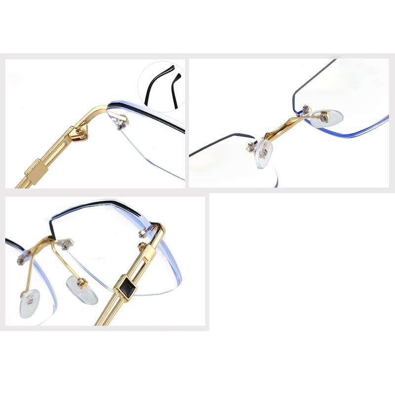 Rimless Square Glasses for Men Women Cut Edge Clear Lens Glasses Fashion Anti Blue Light Computer Glasses