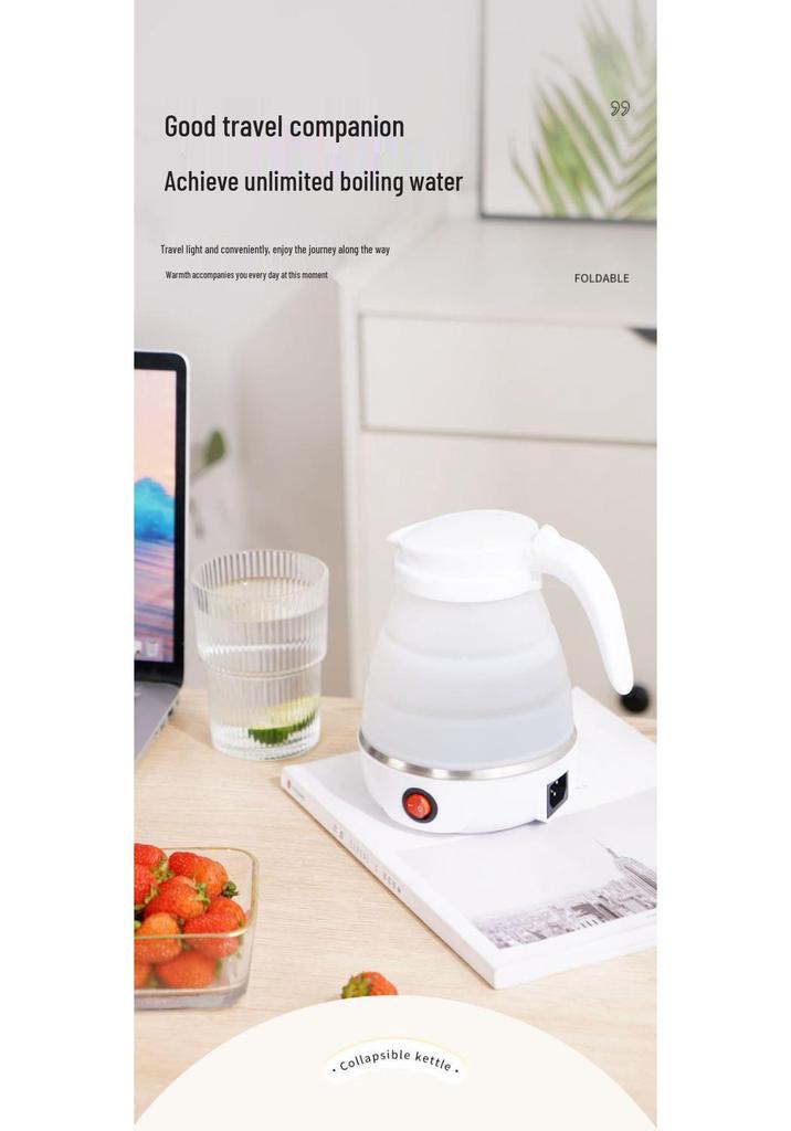 Compact Silicone Electric Travel Kettle - Collapsible and Portable Design