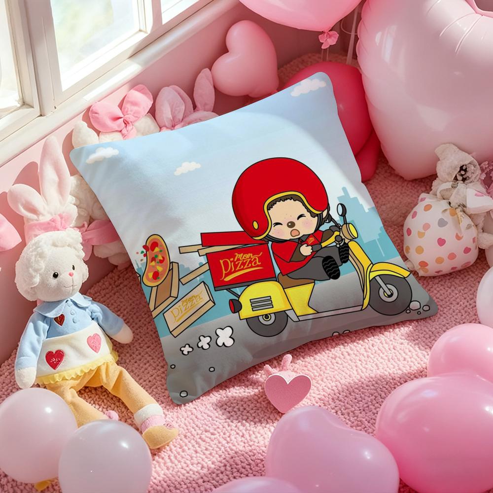 M-MonchhIChisS Cartoon Cushion Cover Pattern Printed Pillowcase for Living Room Sofa Cushion Cover & Bedroom Decor
