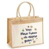 Tote Bag - PLANETEE - Marie-France She's Awesome - Natural Jute - Printed In France - 43x33 Cm