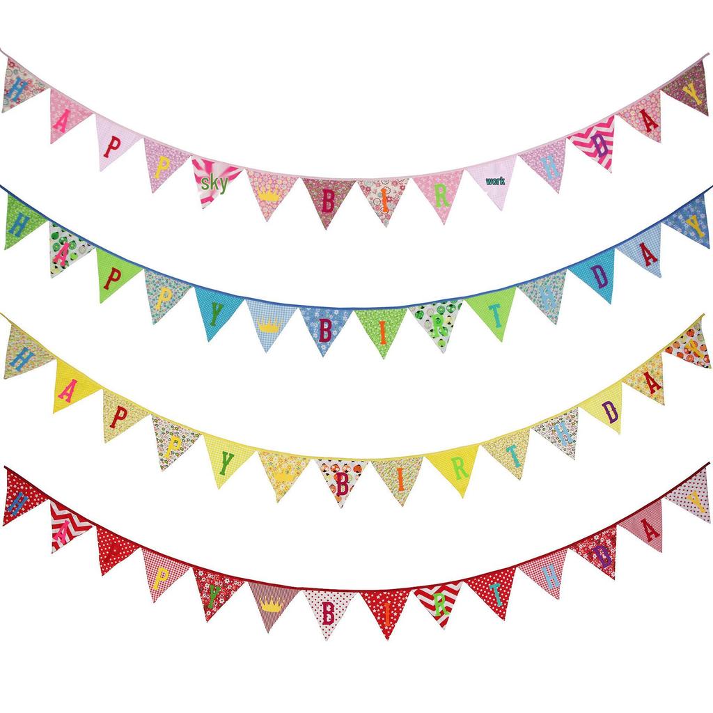 Multicolor Birthday Triangle Flags for Kids' Party Tent Decor