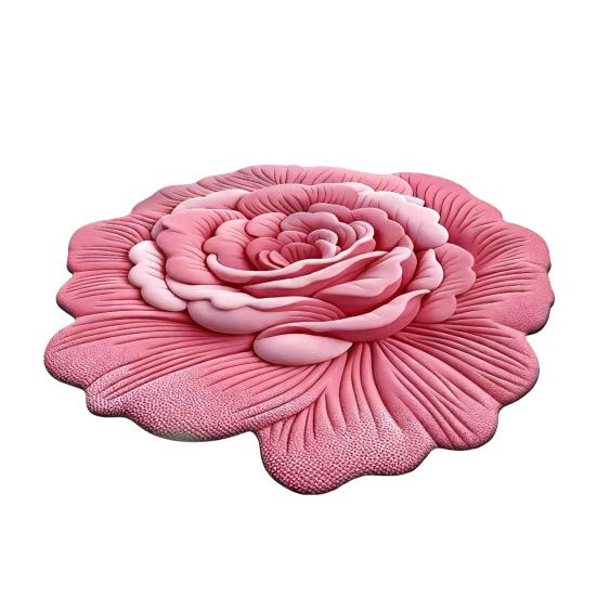 Floral Plush Floor Mat 3D Realistic Flower Design Non-Slip Absorbent Bath Mat Quick-Dry Bathroom Rug for Bedroom Entryway Vanity Area