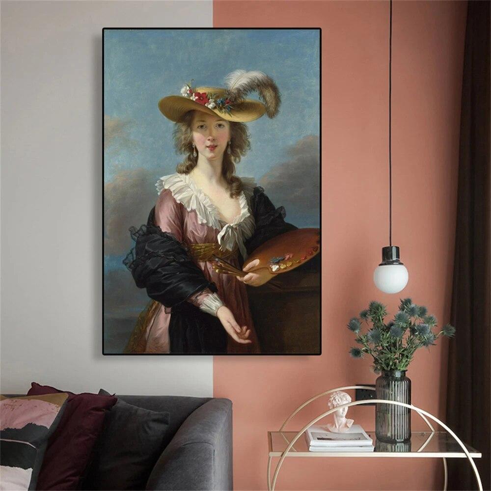 

Искусство рококо, французский деревенский постер, Элизабет Луиза Виже Ле Брюн, автопортрет, печать на холсте, галерея, настенное художественное украшение 21cm×30cm NoFrame