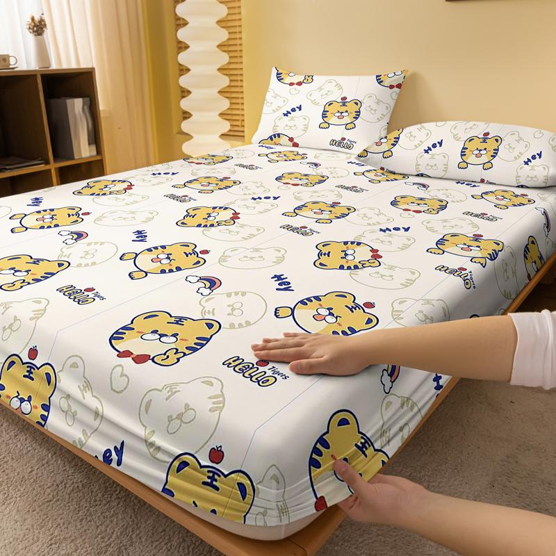 1 cartoon animal little tiger printed matte Fitted Sheet, bedroom printed bed cover, bedding (excluding pillowcases)