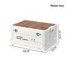 Portable Wheeled Camping Storage Box with Wooden Lid and Side-Opening Access