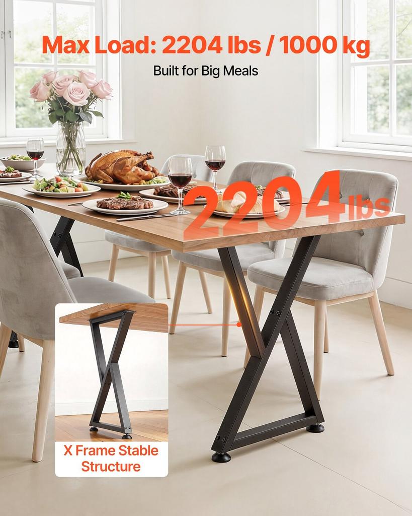 Table Legs, 740 X 472 Mm (H X W) Steel Furniture Legs, Modular Design, Easy Assembly, 1000 Kg Max Load Heavy Duty, Z Shape for Home Office Desk DIY,