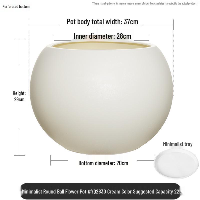 Black King Kong Resin Flower Pot - Large Cream-Style, Round for Living Room