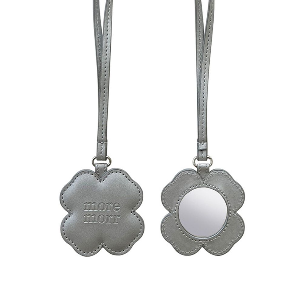 Moremorr Kleeblatt Spiegel Schlüsselanhänger - Silber