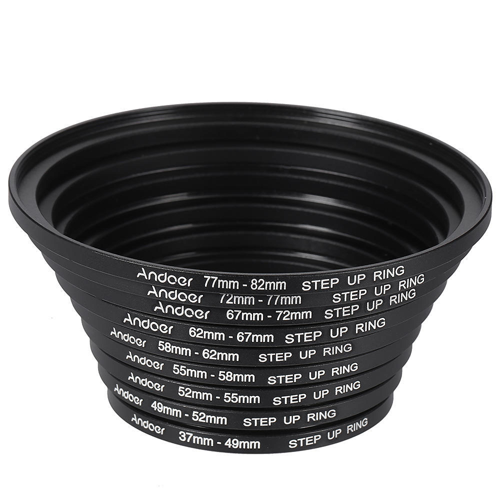 18pcs 37-49-52-55-58-62-67-72-77-82mm Step Up Celsius   Lens Filter Metal Adapter   Kit
