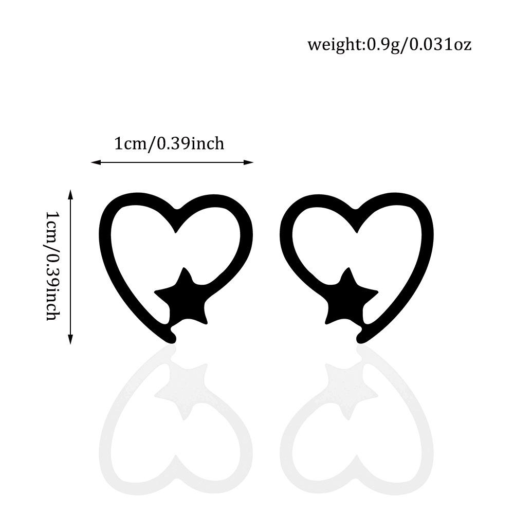 Stainless Steel Love Heart Star Stud Earrings For Women Girls Gold Color Sweet Fashion Ear Zircon Birthday Party Gift Wholesale