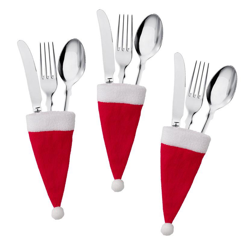Mini Christmas Hat Tableware and Wine Bottle Set